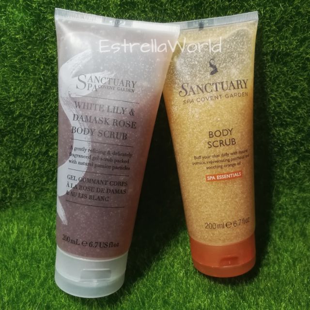 Boots Sanctuary Spa White Lily & Damask Rose Body Scrub, body scrub สค