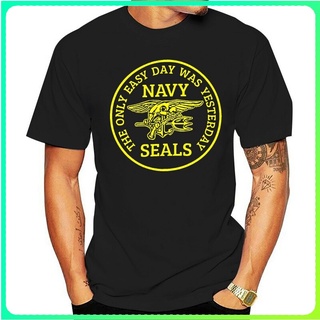 เสื้อยืดผ้าฝ้ายพิมพ์ลายคลาสสิก2022 Leisure Fashion 100% cotton O-neck T-shirt Navy seal navy seals-o único dia fácil foi