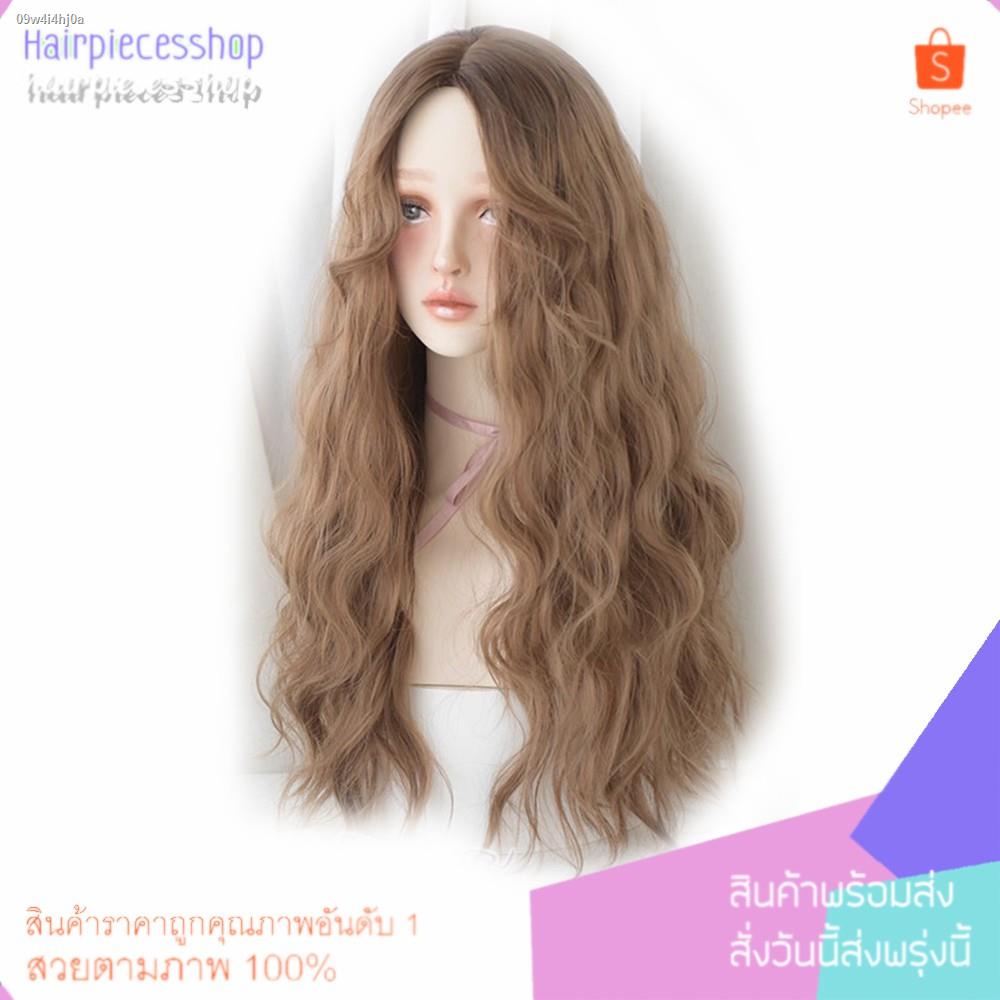 ผมปลอม-วิกผม-วิกผมไหมเกาหลีแสกกลางลอนยาวมาม่าสวยดูเป็นธรรมชาติหนังหัวเสมือนจริงสินค้าสวยตามภากไหมด้านอย่างดี-แถมเน็กค