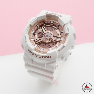 【พร้อมส่ง】Casio Baby-g BA-110-7A1 นาฬิกาข้อมือดิจิทัล สีโรสโกลด์ สีขาว สําหรับผู้หญิง