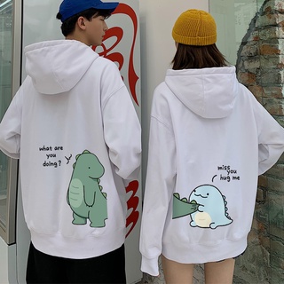 พร้อมส่ง ส่งฟรี เสื้อกันหนาว มีฮู้ด ผ้าฟลีซ ลายไดโนเสาร์ แฟชั่นฤดูหนาว สําหรับคู่รัก 2022