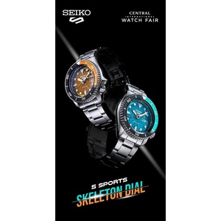 NEW SEIKO 5 SPORTS AUTOMATIC "Skeleton Style" นาฬิกาข้อมือผู้ชาย สายสแตนเลส รุ่น SRPJ45K1 / SRPJ47K1