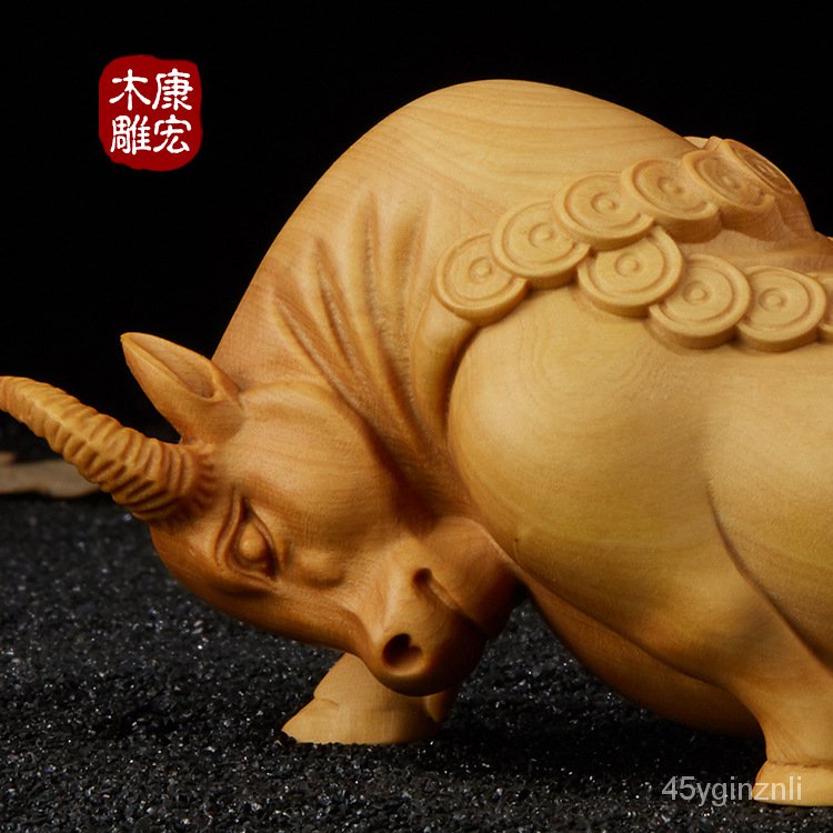 yueqing-boxwood-kanghong-ไม้แกะสลัก-wangniu-สัตว์ไม้งานฝีมือตกแต่งบ้านรถของขวัญ-4czj