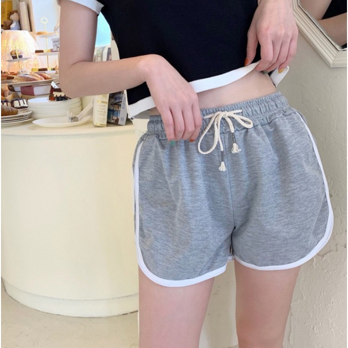 ภาพสินค้ากางเกงขาสั้นทรงสปอร์ต เชือกผูกได้ L-4XL มีให้เลือก 4 สี กางเกงขาสั้นผู้หญิง กางเกงสายฝอ จากร้าน littleami บน Shopee ภาพที่ 3