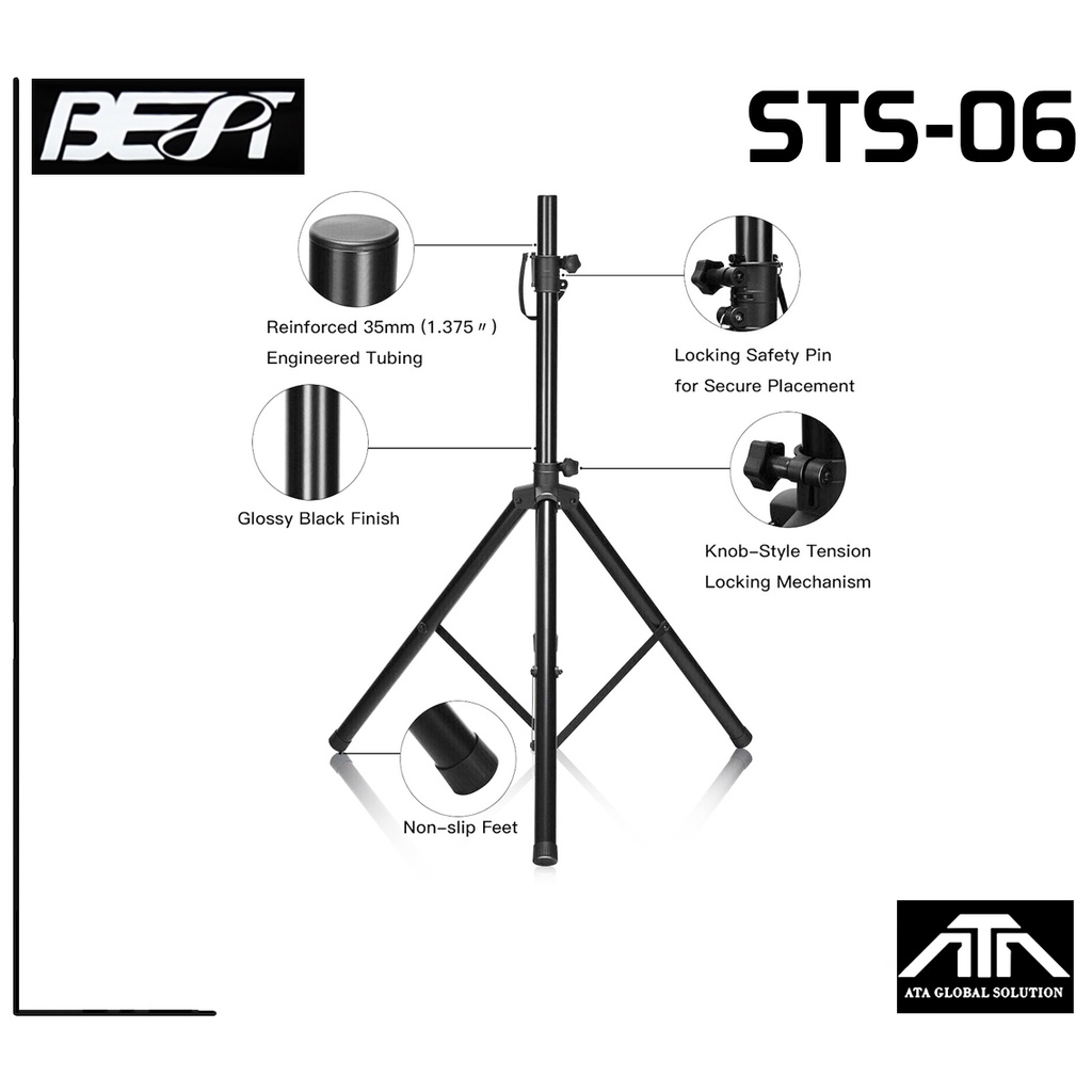 แพ็คคู่-2-ชิ้น-ขาตั้งลำโพง-best-sts-06-ขาตั้งลำโพงพร้อมปีกผีเสื้อแป้นพลาสติกยึดตู้ลำโพง-เบสท์-sts06-ขาวางลำโพง