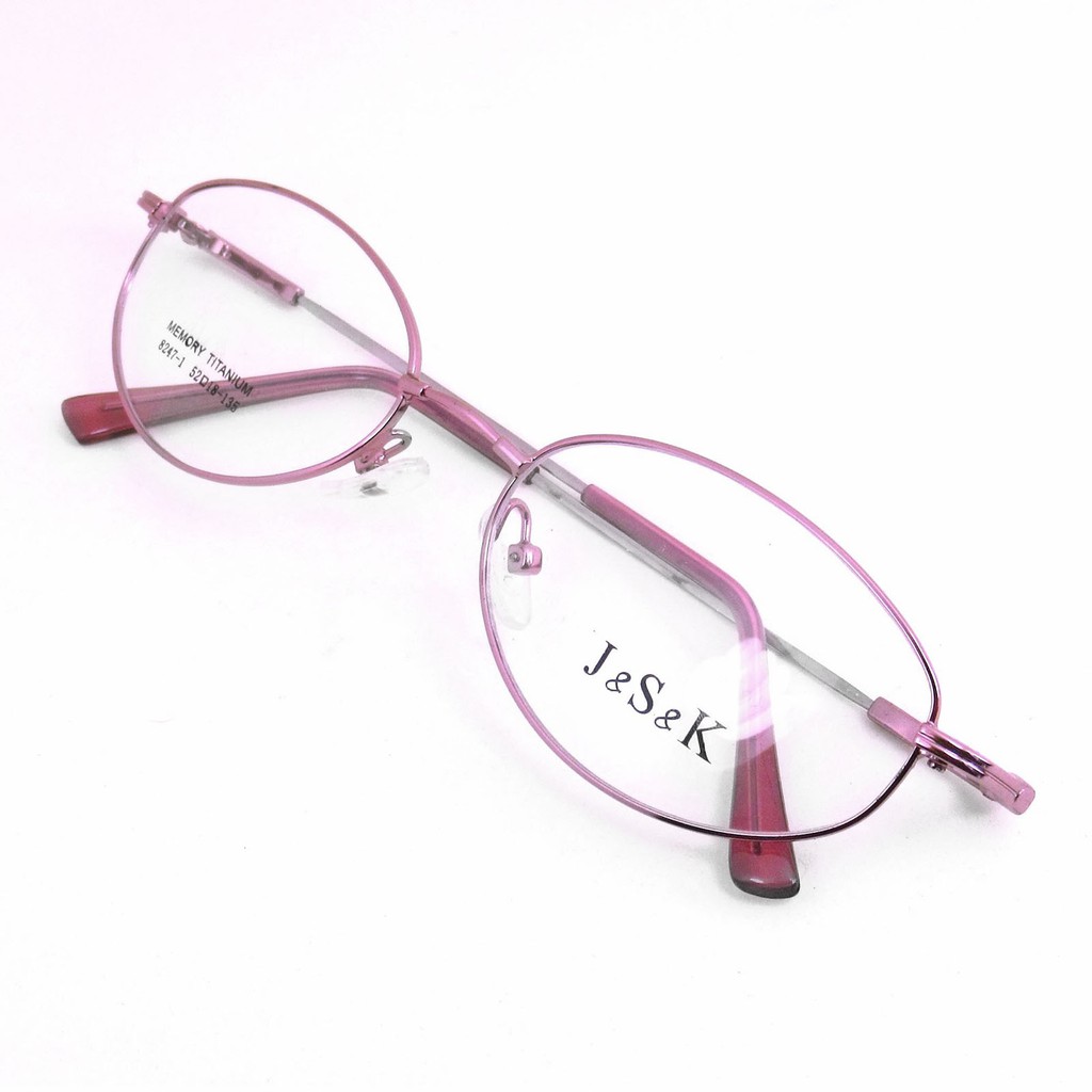 titanium-100-แว่นตา-รุ่น-82471-สีชมพู-กรอบเต็ม-ขาข้อต่อ-วัสดุ-ไทเทเนียม-กรอบแว่นตา-eyeglass
