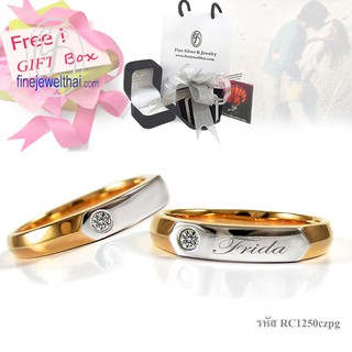 Finejewelthai แหวนเพชร-แหวนเงิน-เพชรสังเคราะห์-เงินแท้-แหวนคู่-Couple-Diamond CZ-Silver-Wedding-Ring - Gift_set78