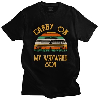 T-shirt  เสื้อยืดแขนสั้น คอกลม ผ้าฝ้าย พิมพ์ลาย Carry On My Wayward Son เหมาะกับของขวัญ สําหรับผู้ชายS-5XL