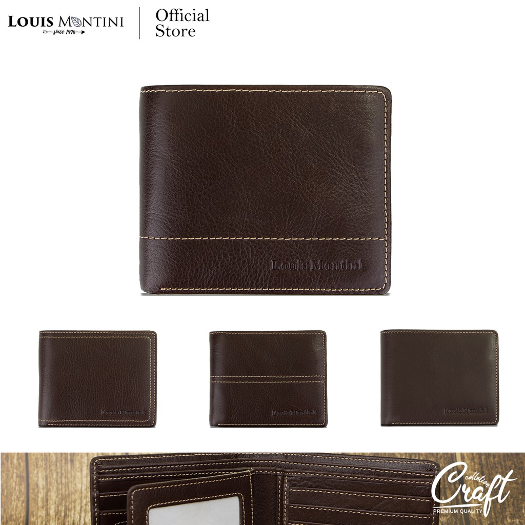 ภาพหน้าปกสินค้าLouis Montini (Vintage Style) กระเป๋าสตางค์ผู้ชาย หนังแท้ สไตล์วินเทจ กระเป๋าหนังวัวแท้ Mens wallet Cowhide wallet  TTM090