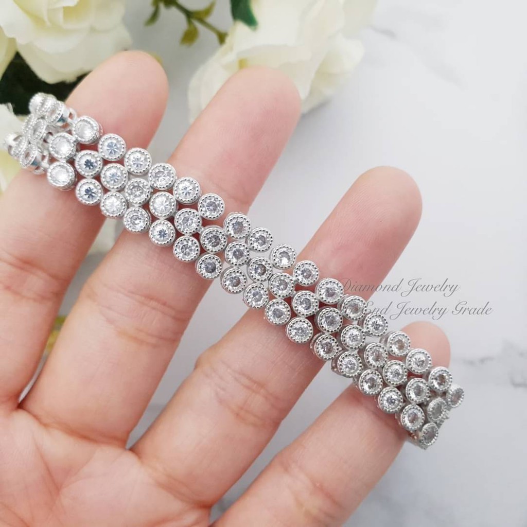 diamond-bracelet-สร้อยข้อมือเพชร-premium-cz-งานฝังเพชรทั้งเส้น-งานเหมือนเพชรแท้มากๆค่ะ-เพชรคัด-ขาว-ใส