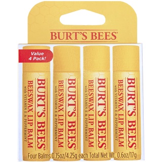 สินค้า Burt\'s Bees ลิปบาล์ม [แพ็ค 4 อันสุดคุ้ม] ของแท้ จากอเมริกา EXP.2025