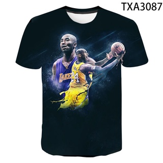 เสื้อยืดแขนสั้นลําลอง พิมพ์ลาย Kobe Bryant 3 มิติ สไตล์ฮาราจูกุ แฟชั่นฤดูร้อน สําหรับผู้ชาย และผู้หญิง