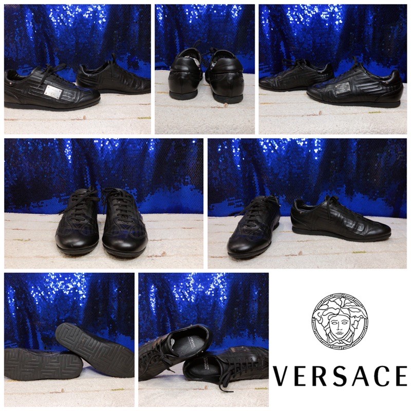 gianni-versace-black-leather-shoes-men-s-แท้