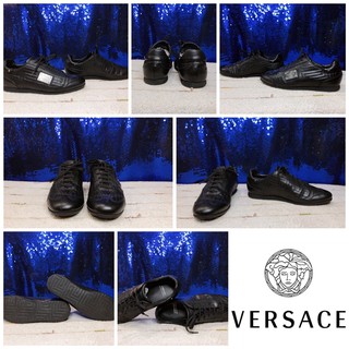 👞: GIANNI VERSACE Black Leather Shoes Men’s แท้💯%