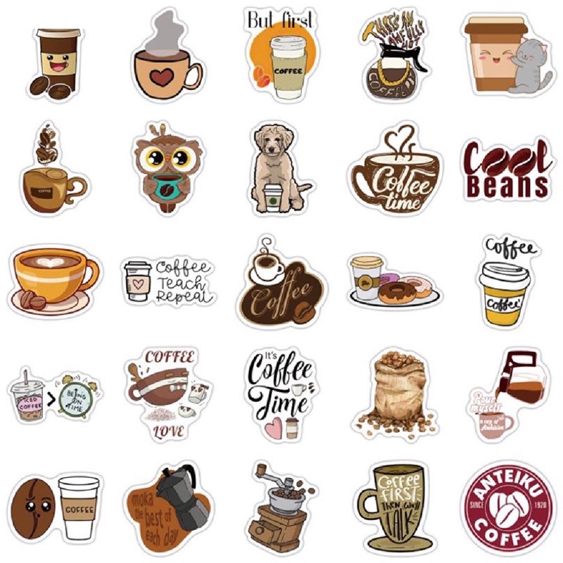 สติ๊กเกอร์-coffee-119-กาแฟ-50ชิ้น-ร้านกาแฟ-coffee-shop-แก้วกาแฟ-เมล็ดกาแฟ-ตกแต่ง-caffeine-โมก้าพอท-ถ้วยกาแฟ-กาแฟดริป