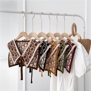 สินค้า CICI Korean Knitted Scarf Shawl ผ้าคลุมไหล่แบบเย็บประดับโบว์แฟชั่นสําหรับผู้หญิง