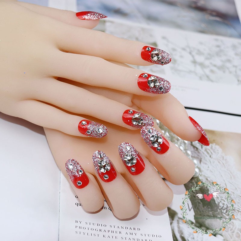 wendy-เล็บปลอมสีแดงกลิตเตอร์-3-d-สําหรับตกแต่งเล็บ