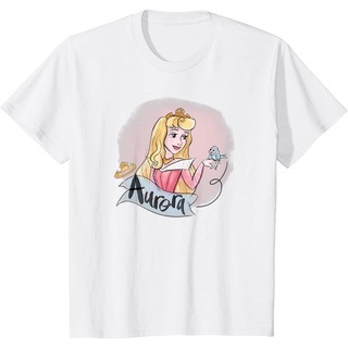 เสื้อยืดผ้าฝ้ายพรีเมี่ยม เสื้อยืด พิมพ์ลาย Disney Sleeping Beauty Princess Aurora สีชมพู