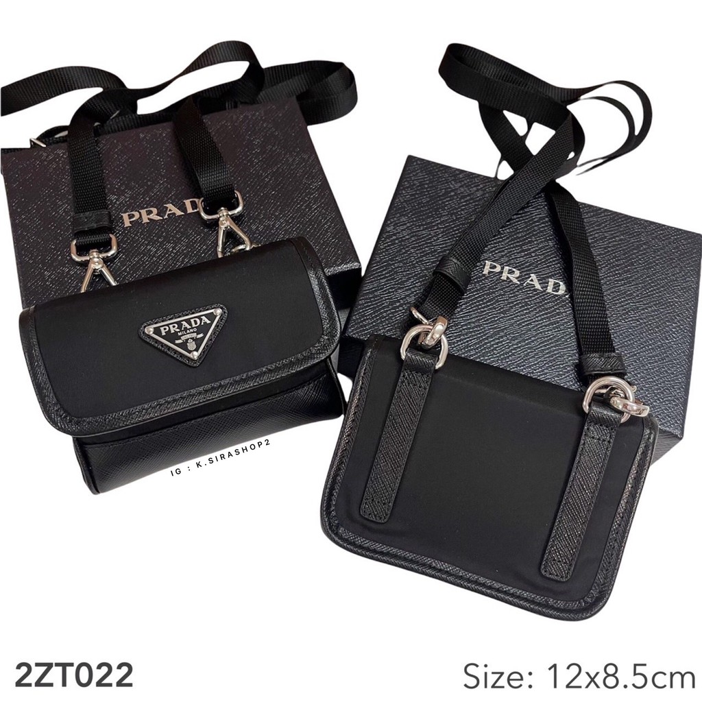 Shop PRADA RE NYLON Re-Nylon and Saffiano leather mini pouch (2ZT022,  2ZT022-2DMH-F0002) by ThePeninsula