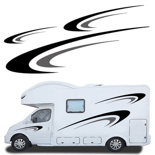 สติกเกอร์ไวนิล ลายกราฟฟิค สีดํา และสีเทา สําหรับ Camper RV Trailer