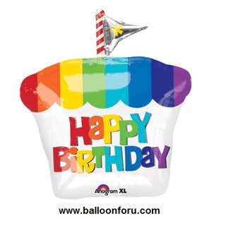 ลูกโป่งวันเกิด Happy Birthday Rainbow Cupcake Foil Balloon ขนาด 20 นิ้ว  (ใส่โค้ด INCMAY1 ลดอีก 30%)/(ใส่ WOWMAY1 ลด 300