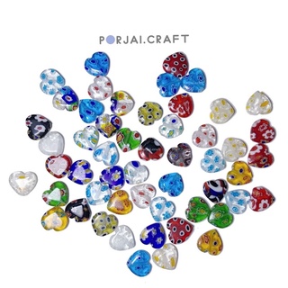 สินค้า ลูกปัดแก้วหัวใจ มูราโน่ Heart Glass Beads