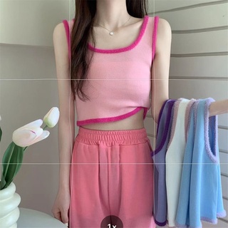 Alice  เสื้อกล้าม เสื้อกล้ามผู้หญิงไหมพรมใส่สบายๆเลือกได้หลายสี สีชมพู/สีน้ำเงิน/สีขาว/สีม่วง  Korean Style สวย สไตล์เกาหลี High quality FS210053 36Z230909
