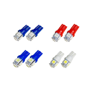 หลอดไฟหรี่ LED 5จุด (ขั้ว T-10) สีบลูไอซ์ , สีน้ำเงิน , สีแดง , สีขาว , สีเขียว , สีชมพู สีแจ่มมากๆ 1คู่