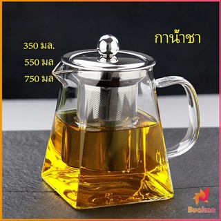 BUAKAO แก้วกาชงชา ตัวกรองสแตนเลส ก้นออกแบบเป็นเหลี่ยม ไลฟ์สไตล์เม็กซิโก Glass teapot