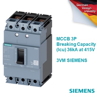 MCCB Siemens รุ่น 3VM 3P - พิกัดกระแส 16A-400A - Icu up to 36kA at 415V