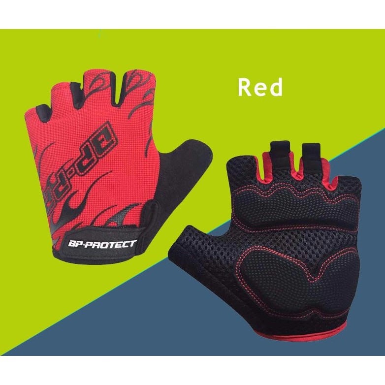 ถุงมือฟิตเนส-ขี่จักรยาน-ขี่มอเตอร์ไซด์-สีแดง-motorcycle-gloves-d37-red