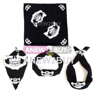 ผ้าลายกะโหลก ขากรรไกร ใช้โพกหัว พันคอได้ (Bandana Skull Jaws)