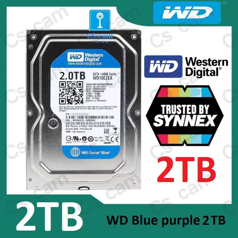 hdd-ฮาร์ดดิสก์-wd-blue-purple-2tb-ของแท้ประกันศุนย์-synnex