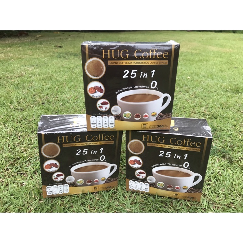 ภาพหน้าปกสินค้าHUG COFFEE กาแฟปรุงสำเร็จเพื่อสุขภาพ 25 in 1(1กล่องมี20ซอง) เก็บเงินปลายทาง จากร้าน kinuijacky2521 บน Shopee