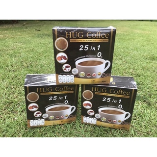 ภาพขนาดย่อของสินค้าHUG COFFEE กาแฟปรุงสำเร็จเพื่อสุขภาพ 25 in 1(1กล่องมี20ซอง) เก็บเงินปลายทาง