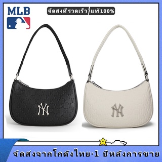 สินค้า 2022 new แท้ MLB bag NY handbag PU กระเป๋าสะพายไหล่ Underarm bag กระเป๋า Ny MONOGRAM EMBOSSED HOBO BAG