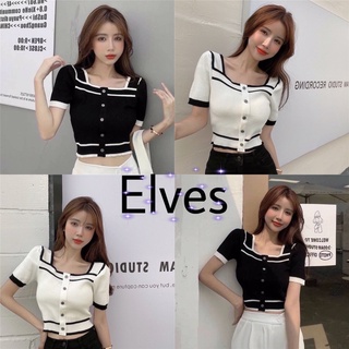 Elves✨พร้อมส่ง✨เสื้อไหมพรมคอสี่เหลี่ยม ใส่แล้วดูน่ารัก🥰 🎉9155