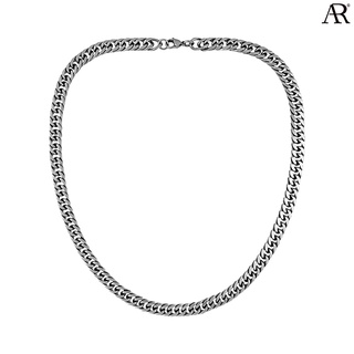 ANGELINO RUFOLO Necklace ดีไซน์ 8 mm. Cuban Chain สร้อยคอ Stainless Steel 316L(สแตนเลสสตีล)คุณภาพเยี่ยม สีเงิน