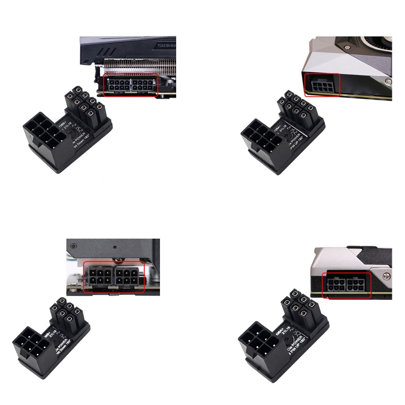 Rr GPU VGA PCIe 8 Pin 6 Pin U Turn 180 องศา อะแดปเตอร์เชื่อมต่อพาวเวอร์ ...