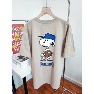 เสื้อยืดโอเวอร์ไซส์ CALL ME AGAIN  ลาย SNOOPY NEW YORK 🔥สินค้าพร้อมส่ง 【S-4XL】