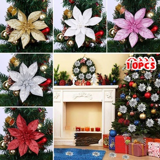 Poinsettia ดอกไม้ ประดับกลิตเตอร์ ขนาดใหญ่ สําหรับตกแต่งต้นคริสต์มาส