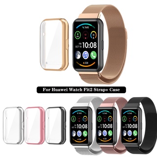 เคส + สายนาฬิกาข้อมือ สเตนเลส ห่วงแม่เหล็ก สายโลหะ สําหรับ Huawei Watch Fit 2 Fit2