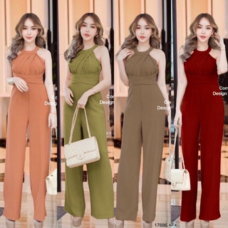 B17686 Jumpsuit จั๊มสูทขายาวแขนกุด Jumpsuit Long sleeveless jumpsuit