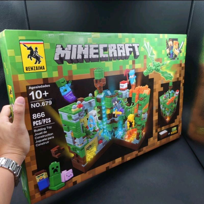 เลโก้-มายคราฟ-minecraft-red-dragon-มังกรพฤกษา-renzaima-679-จำนวน-866-ชิ้น-กล่องใหญ่มาก-มีไฟ-led-ราคาถูก-เปิดปิดได้-สวย