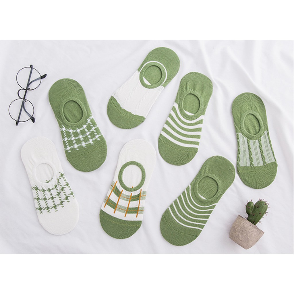 พร้อมส่ง-ถุงเท้าเว้าข้อ-ถุงเท้าข้อเว้า-ลาย-สีเขียว-น่ารัก-ถุงเท้า-ถุงเท้าแฟชั่น-น่ารัก