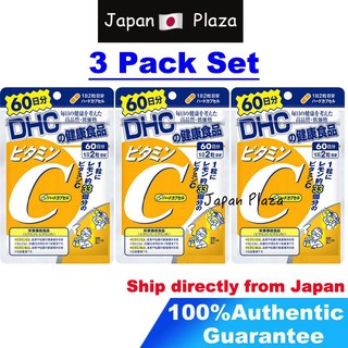 【3 pack】 DHC วิตามิน C บำรุงร่างกายและผิวพรรณ สำหรับ 60 วัน 120 เม็ด 3 แพ็ก