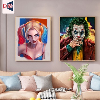 Drofe 【40X50 ซม. 20x30 ซม.】ภาพวาดสีน้ํามัน ตามตัวเลข รูปตัวตลก~Harley Quinn~ สไตล์เรียบง่าย~ ภาพวาดสีน้ํามัน ตามตัวเลข~ ผ้าใบ~ การตกแต่งที่อยู่อาศัย~