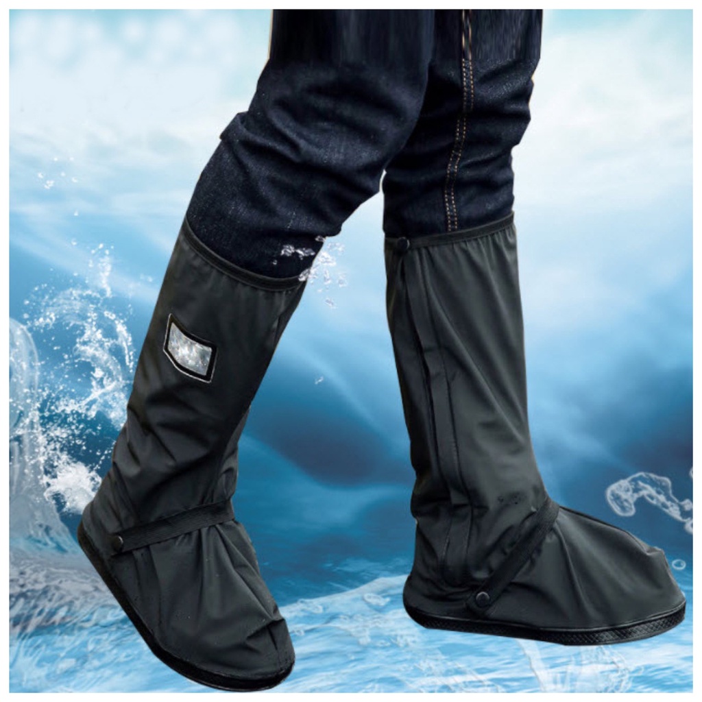 รองเท้ากันน้ำ-รองเท้ากันฝน-ถุงคลุมเท้า-รุ่นมีแผ่นรองพื้น-พร้อมสายรัด-กันน้ำ-กันฝุ่น-วัสดุเกรดพรีเมี่ยม