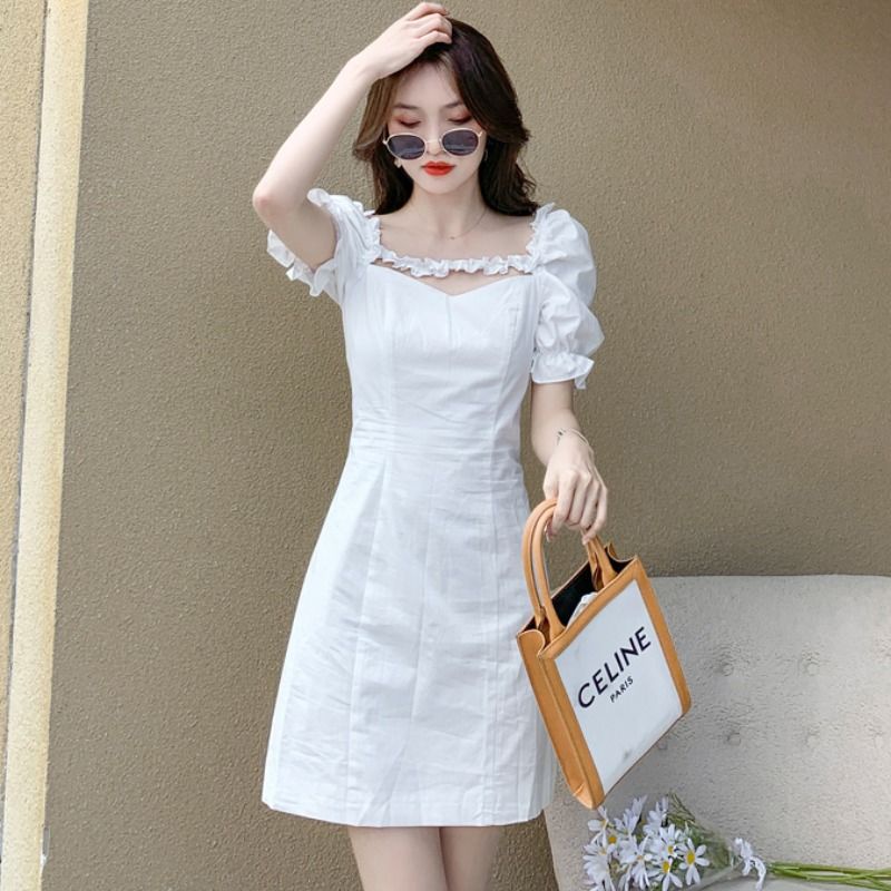 hot-sale-french-puff-sleeve-white-dress-women-2022-new-temperament-slim-skirt-high-waist-a-line-skirt-short-skirt