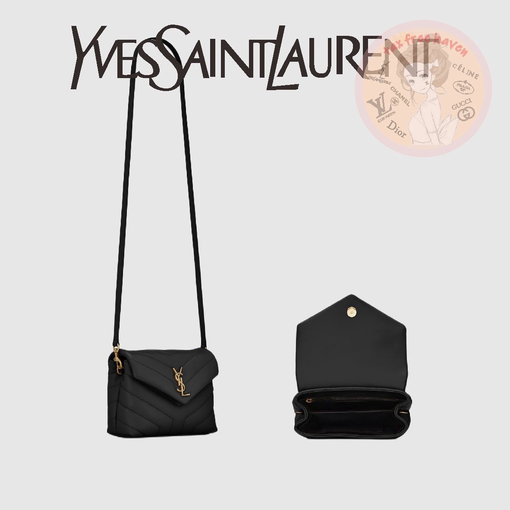 shopee-ราคาต่ำสุด-ของแท้-100-yves-saint-laurent-brand-new-loulou-กระเป๋าสะพายหนังสีดำขนาดเล็กพร้อม-y-quilting